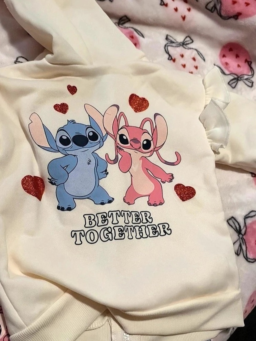 Stitch Matching Set Cream & Pink 3T12